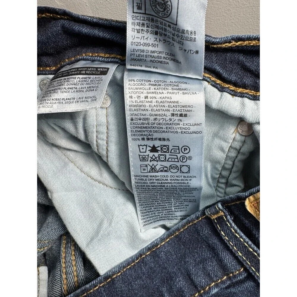Levis 505 Jeans Mens 40x32 Blue Regular Straight Leg Denim Stretch Dark Wash